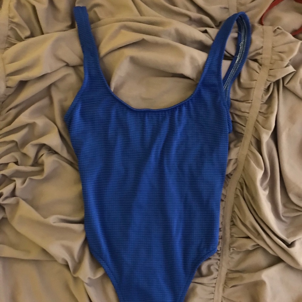 blue one piece swimsuit
